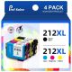 212XL Ink for Epson 212 Ink for Epson 212XL Ink Cartridges for Epson XP-4105 XP-4100 WF-2850 WF-2830 Printer(4 Pack,1 Black,1 Cyan,1 Magenta,1 Yellow)