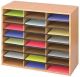 Safco Wooden Paper and Mail Organizer for Home Office and Classroom, 24 Letter-Size Compartments, Medium Oak
