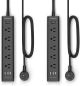 2 Pack 10ft Power Strip, Surge Protector with 5 Widely Outlets and 3 USB Ports（1 USB C Port）, 10ft Extension Cord(1250W/10A), Wall Mount, 700 J, ETL,Black