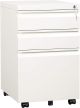 DEVAISE 3 Drawer Mobile File Cabinet with Lock, Under Desk Metal Filing Cabinet for Legal/Letter/A4 File, Fully Assembled Except Wheels, White