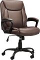 Amazon Basics Classic Puresoft PU Padded Mid-Back Office Computer Desk Chair with Armrest - Brown, 25.75
