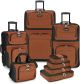 Travel Select Amsterdam Expandable Rolling Upright Luggage, Orange, 8-Piece Set