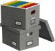 SUPERJARE File Box for Hanging Files, Set of 2, Storage Office Box with 60 lbs Weight Capacity, Filing Box with Durable MDF Board & Linen Fabric, File Storage Organizer for Letter/Legal - Grey