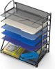 2 Pack - Simple Houseware 6 Trays Desktop Document Letter Tray Organizer, Black