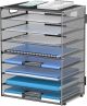 DALTACK 9-Tier Paper Letter Tray Desk Organizer with Handles, Mesh File Holder Organization, Paper Sorter Desk Organizer for Office Home School,Black